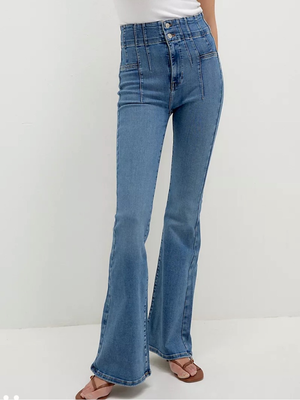 We The Free Jayde High-Rise Flare Jeans in Light Blue Denim Sz 27